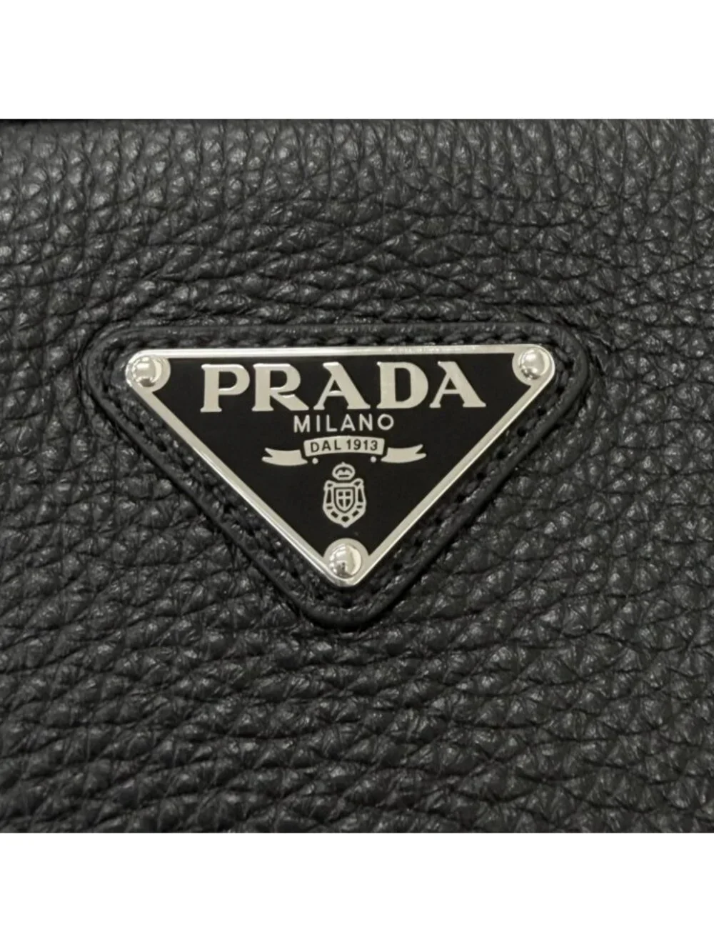 Prada Leather Triangle Logo Plate Crossbody Shoulder Bag Black Recommended